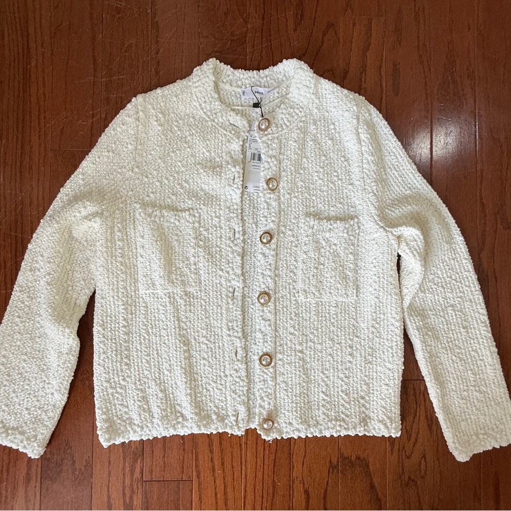 Mango Cream Knit Cardigan